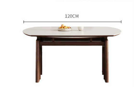 Retro Modern Solid Wood Dining Table – Italian Minimalist Rock Plate Top with Designer Chair Options