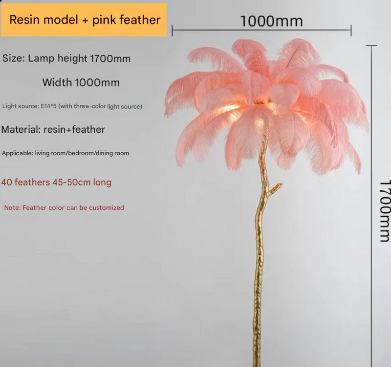 Nordic Feather Floor Lamp Light Luxury Internet Celebrity Ostrich Ins Live Broadcast Room Decoration Atmosphere Table
