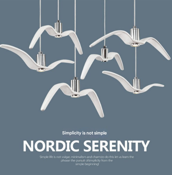 Nordic Seagull Pendant Light – Modern Bird-Inspired Resin Chandelier for Hotels, Restaurants, Lobbies