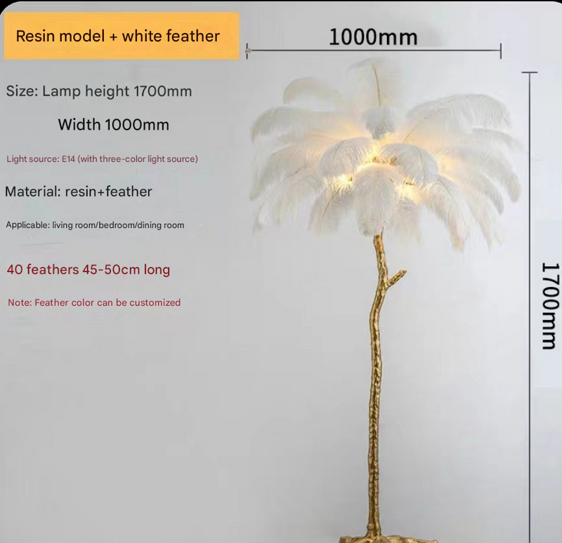 Nordic Feather Floor Lamp Light Luxury Internet Celebrity Ostrich Ins Live Broadcast Room Decoration Atmosphere Table