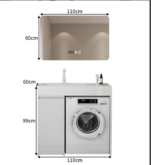 Floor Laundry Vanity with Rock Slab Basin
